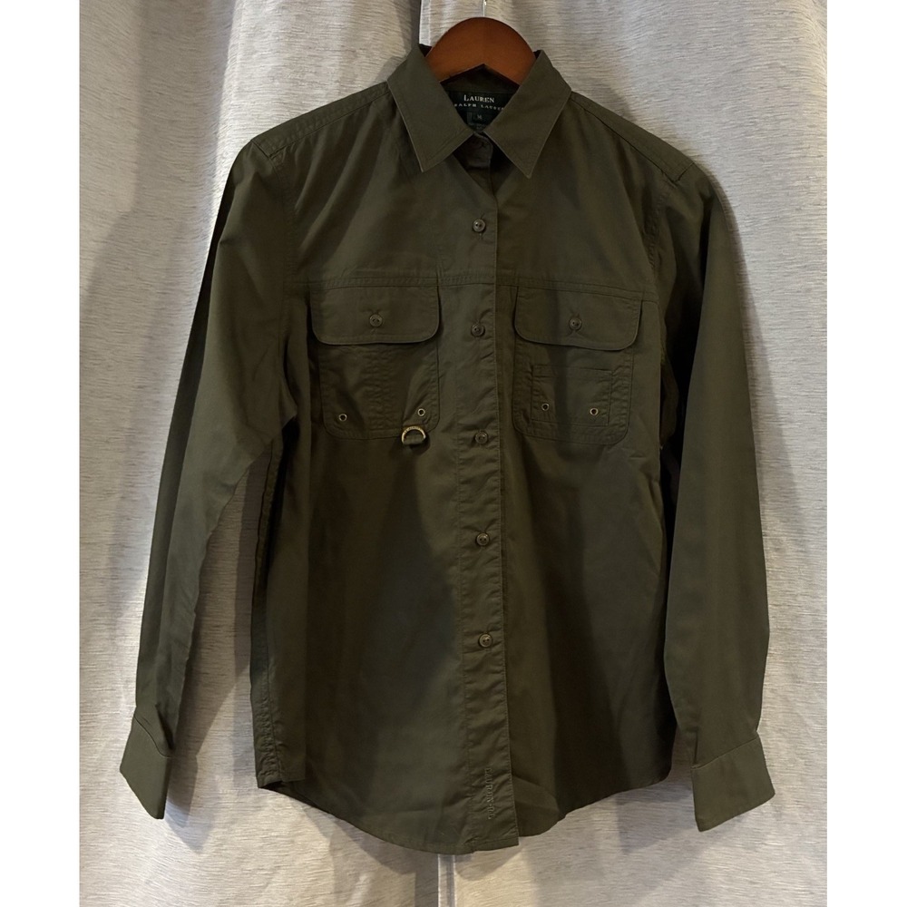 Lauren Ralph Lauren Olive Green Military Army Utility Shirt Women’s Size Medium